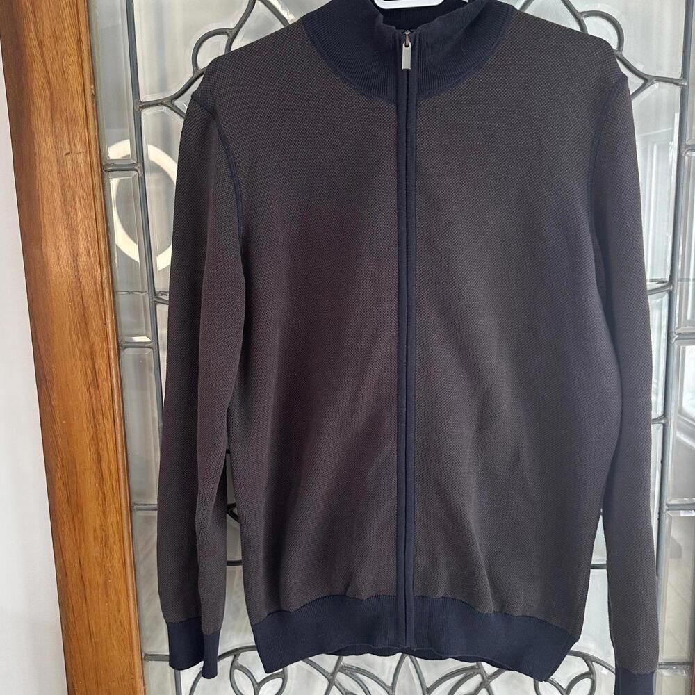 Anthony of London Zip-Up Sweater M Brown/Navy black